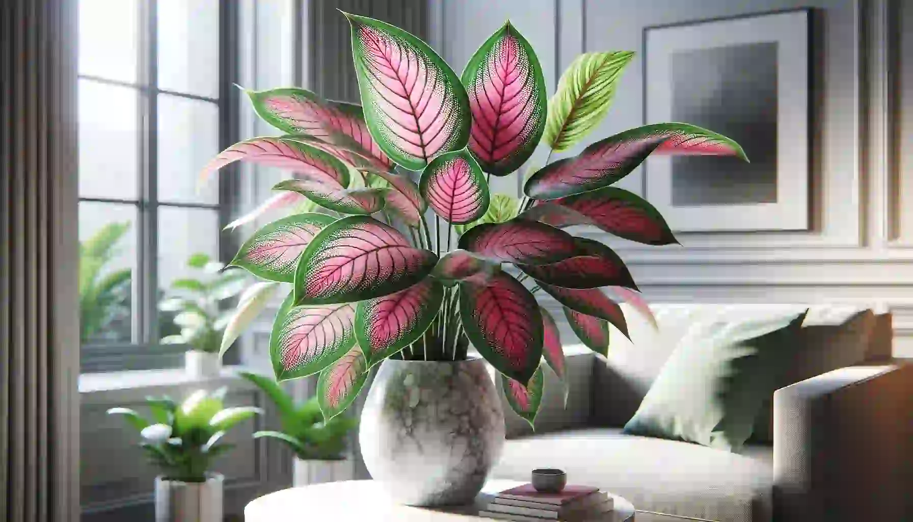 Indoor Plant With Pink And Green Leaves